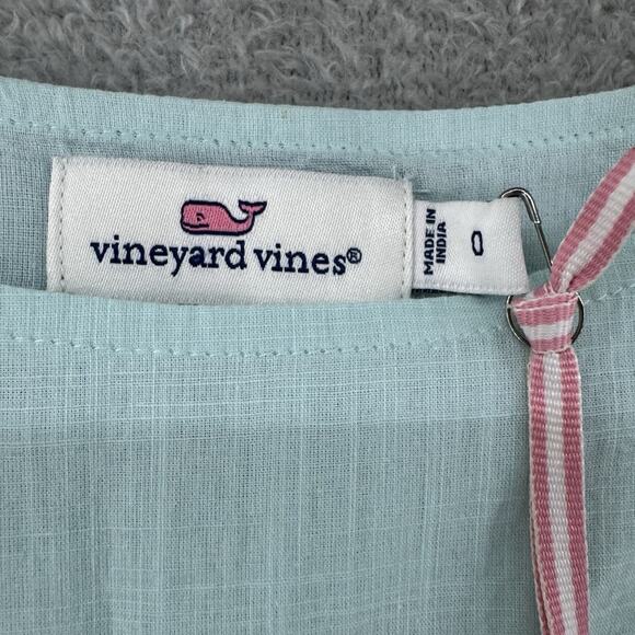 Vineyard Vines Dress Women 0 Crystal Blue Embroidered Shift Boat Neck Short New - Picture 2 of 13